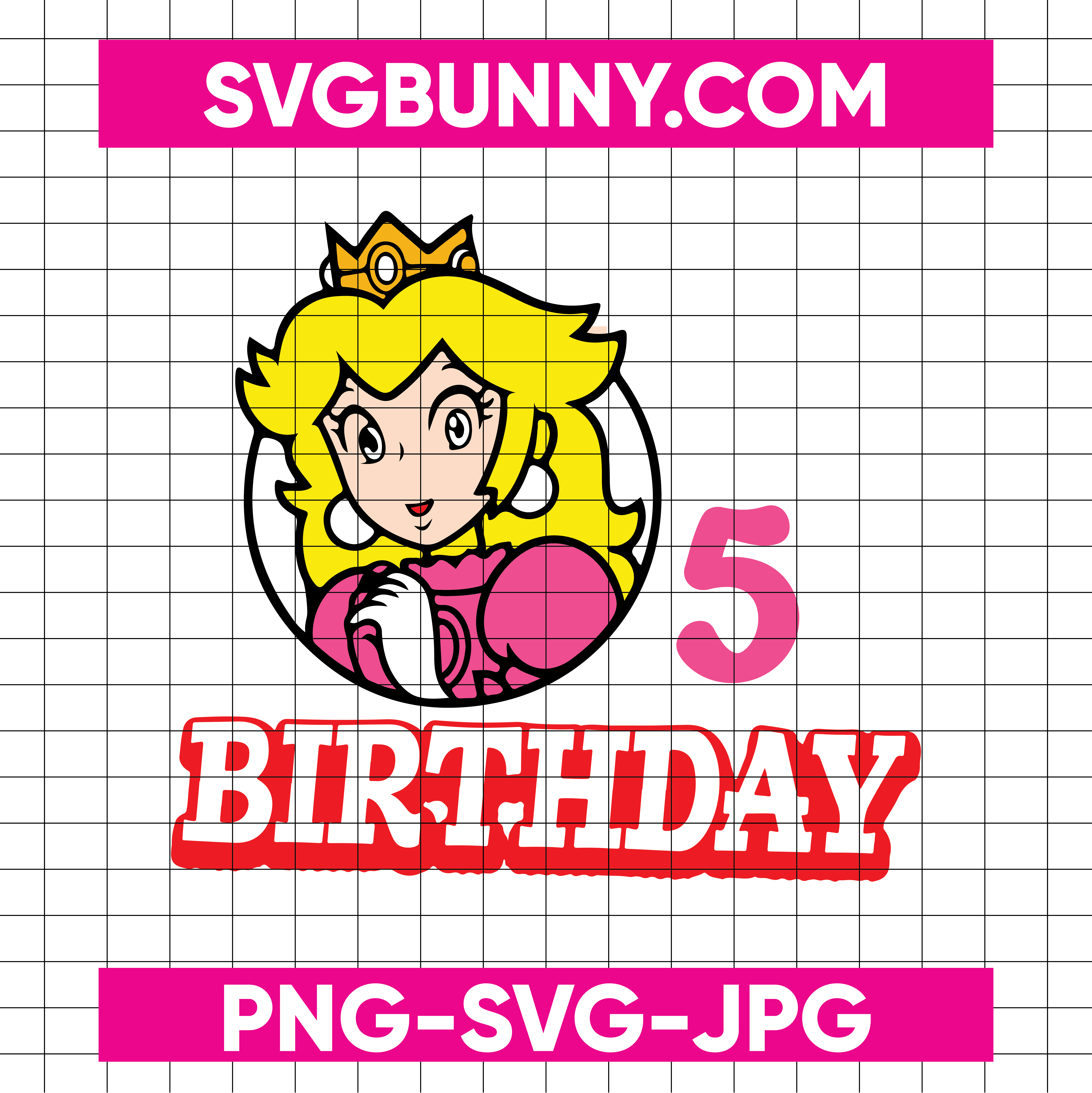 Birthday Girl Super Mario SVG File, Princess Peach Birthday SVG File, Mario SVG