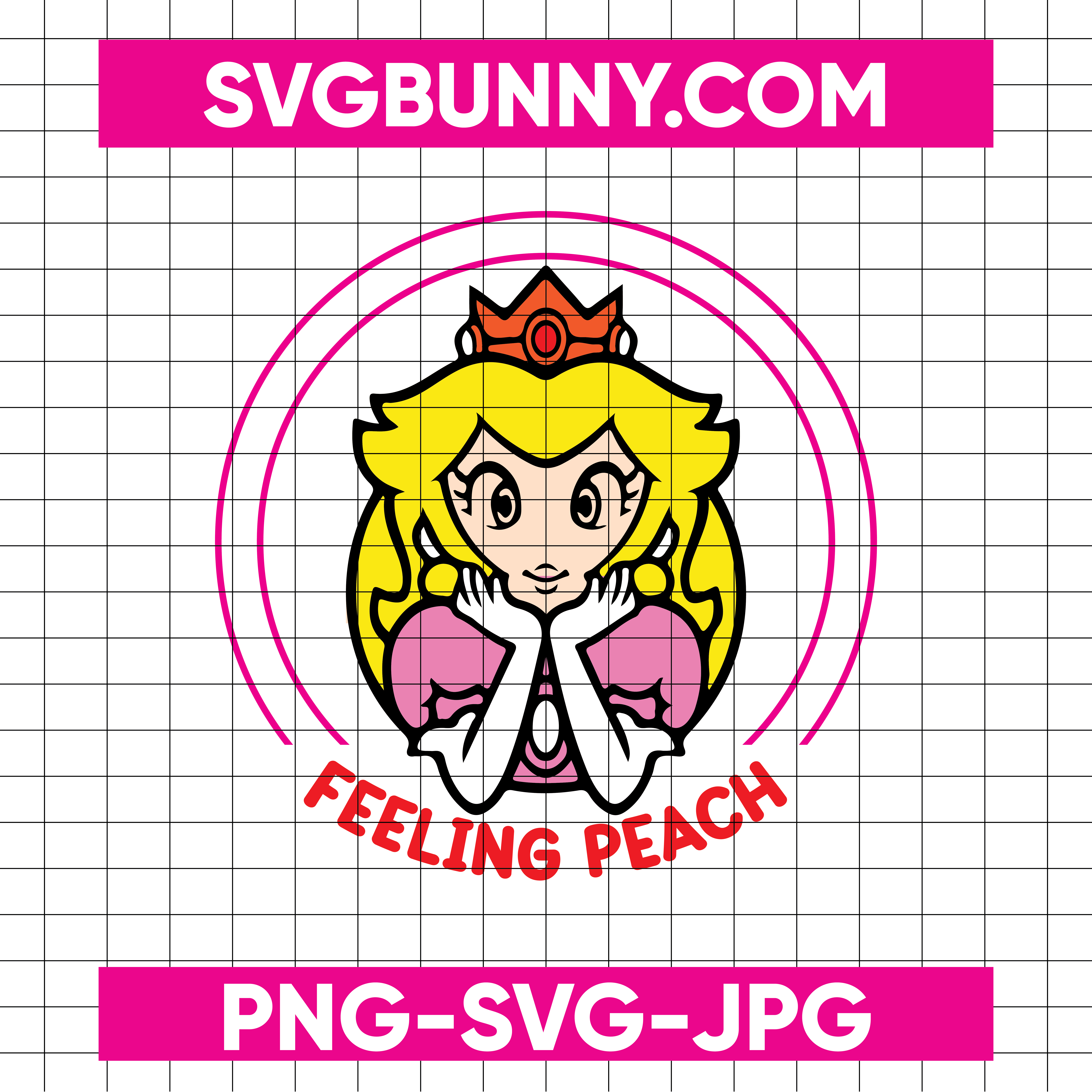 Feeling Peachy Svg, Princess Peach Svg, Super Mario Svg, Mario Bros Svg, Cricut, Silhouette Vector Cut File
