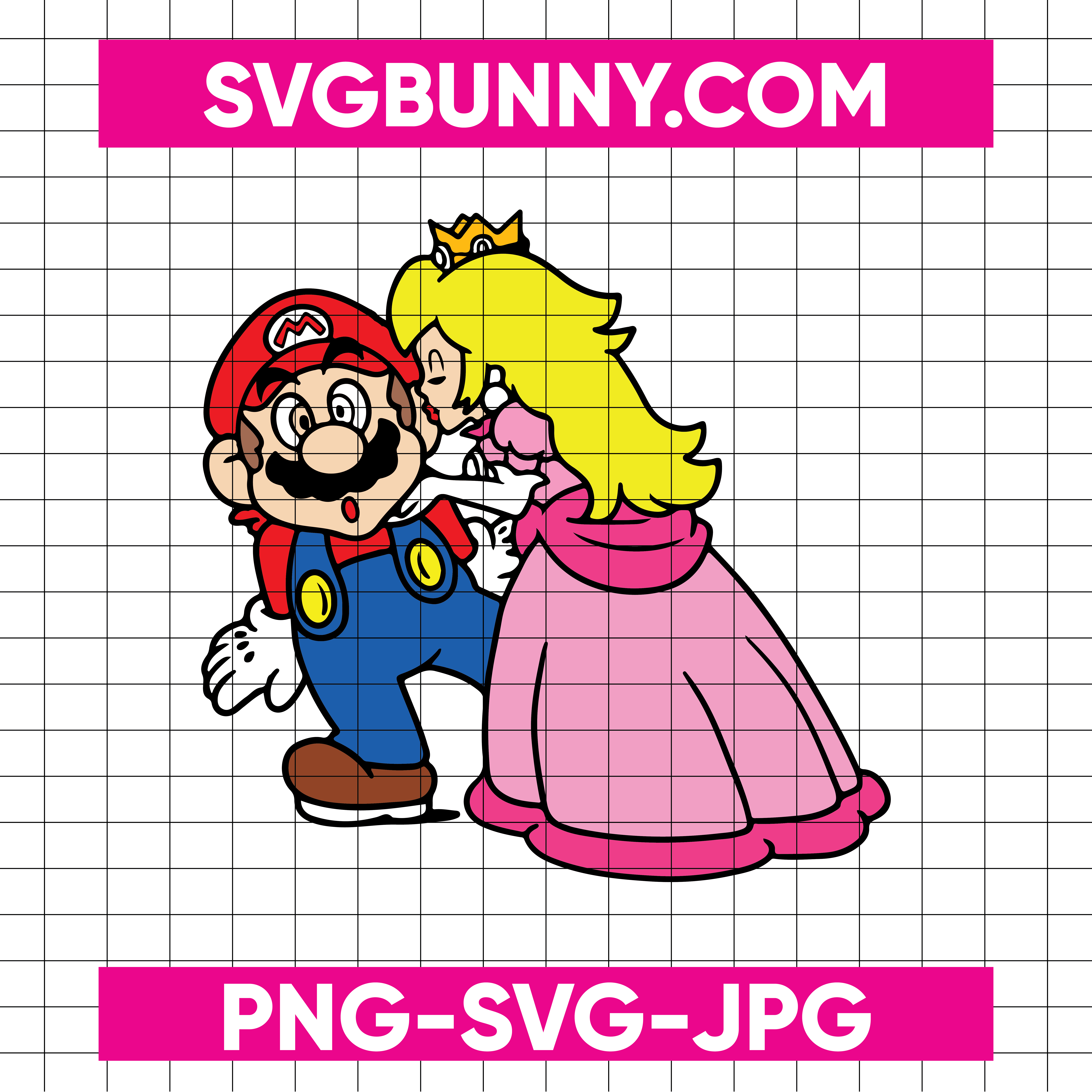 Princess Peach Kiss Mario SVG Image, Princess Peach Love SVG Image, Mario SVG File