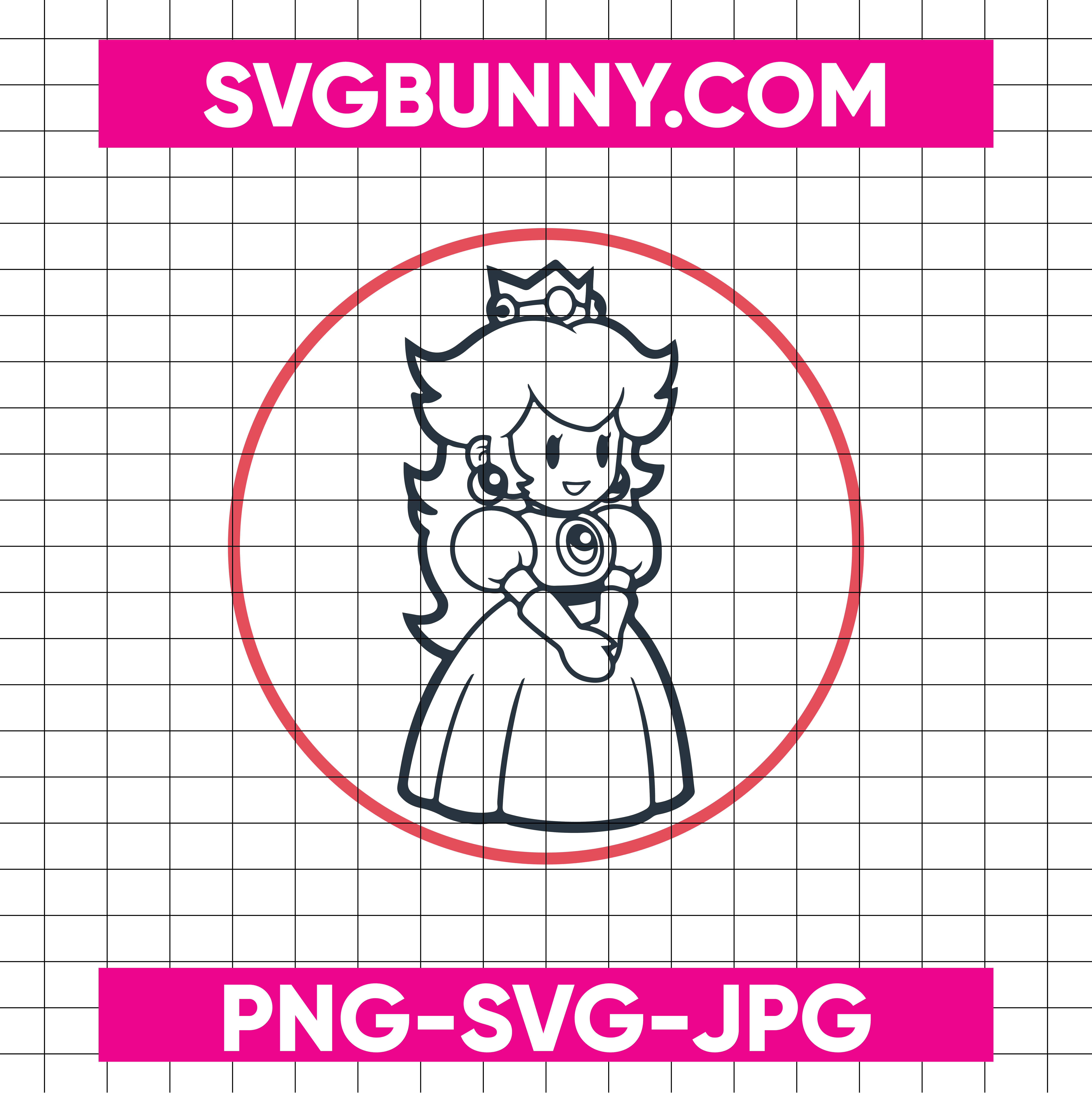 Princess Peach Super Mario Mushroom Kingdom SVG, Peaches I Love You SVG, PNG, JPG