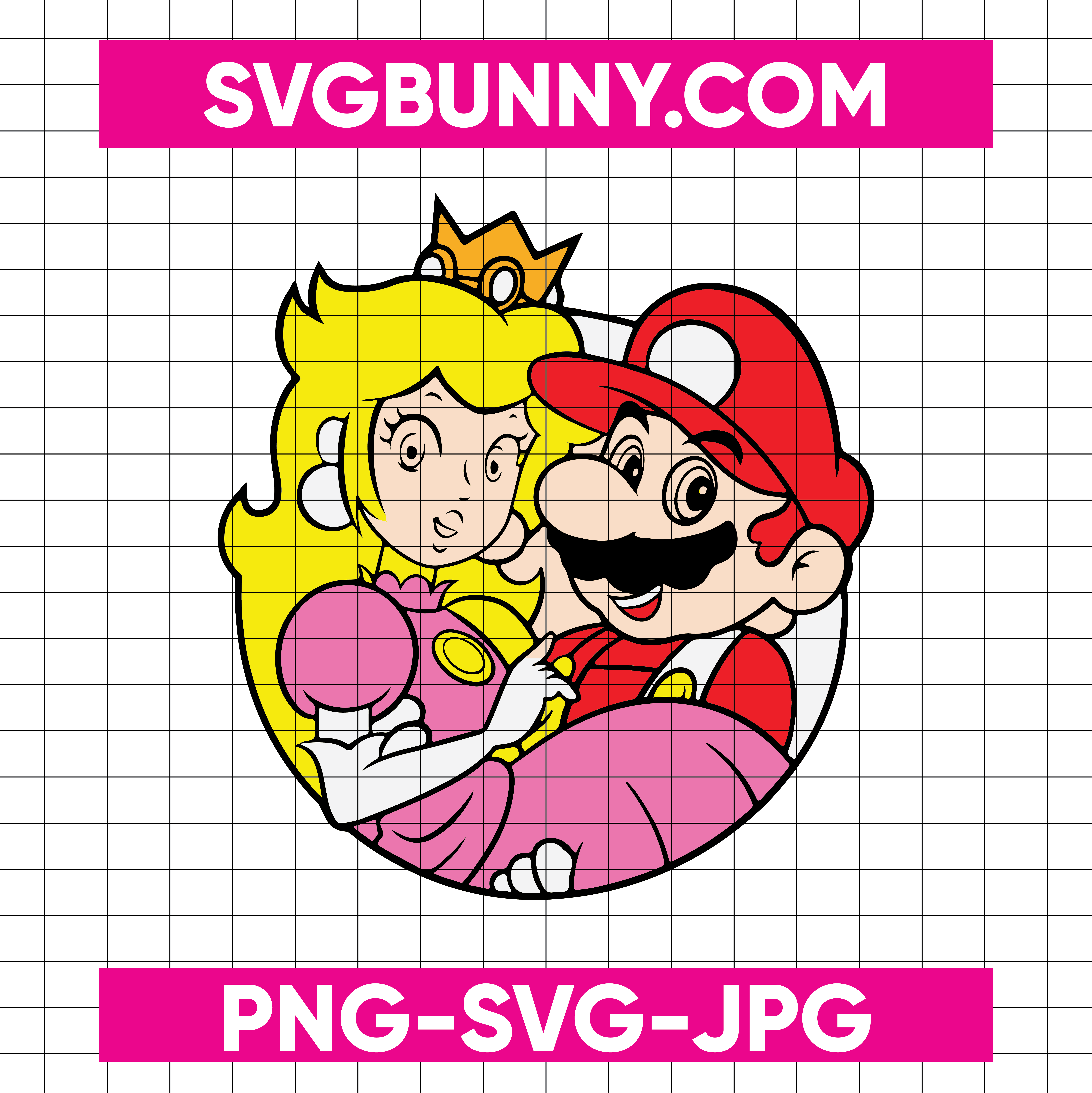 Super Mario And Princess Peach SVG Images, Super Mario Love Heart SVG Files