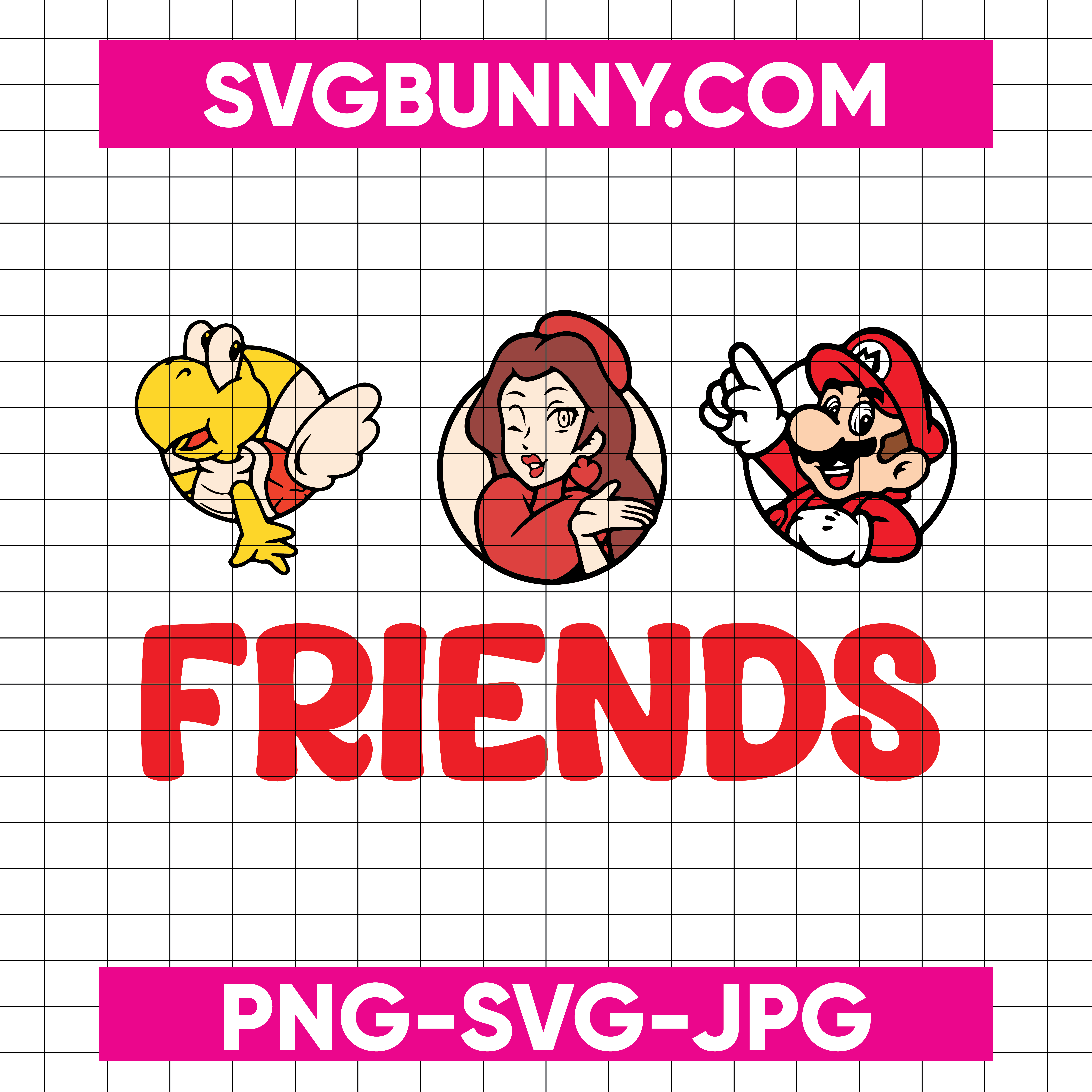 Super Mario Friends SVG File, Mario Luigi And Princess Peach SVG Files