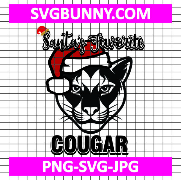 Santa’s Favorite Cougar SVG, Christmas School SVG, Funny Mascot SVG