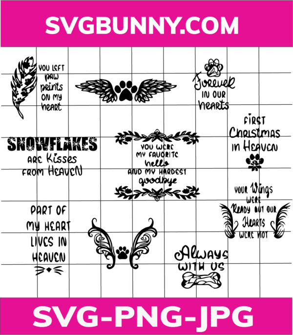 Pet Memorial SVG Bundle, DXF, PNG, EPS, JPG | Memorial Quotes | Dog Cat Memorial