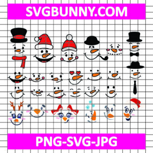 Snowman Faces SVG bundle, Snowman Clipart SVG bundle, Winter Decor SVG