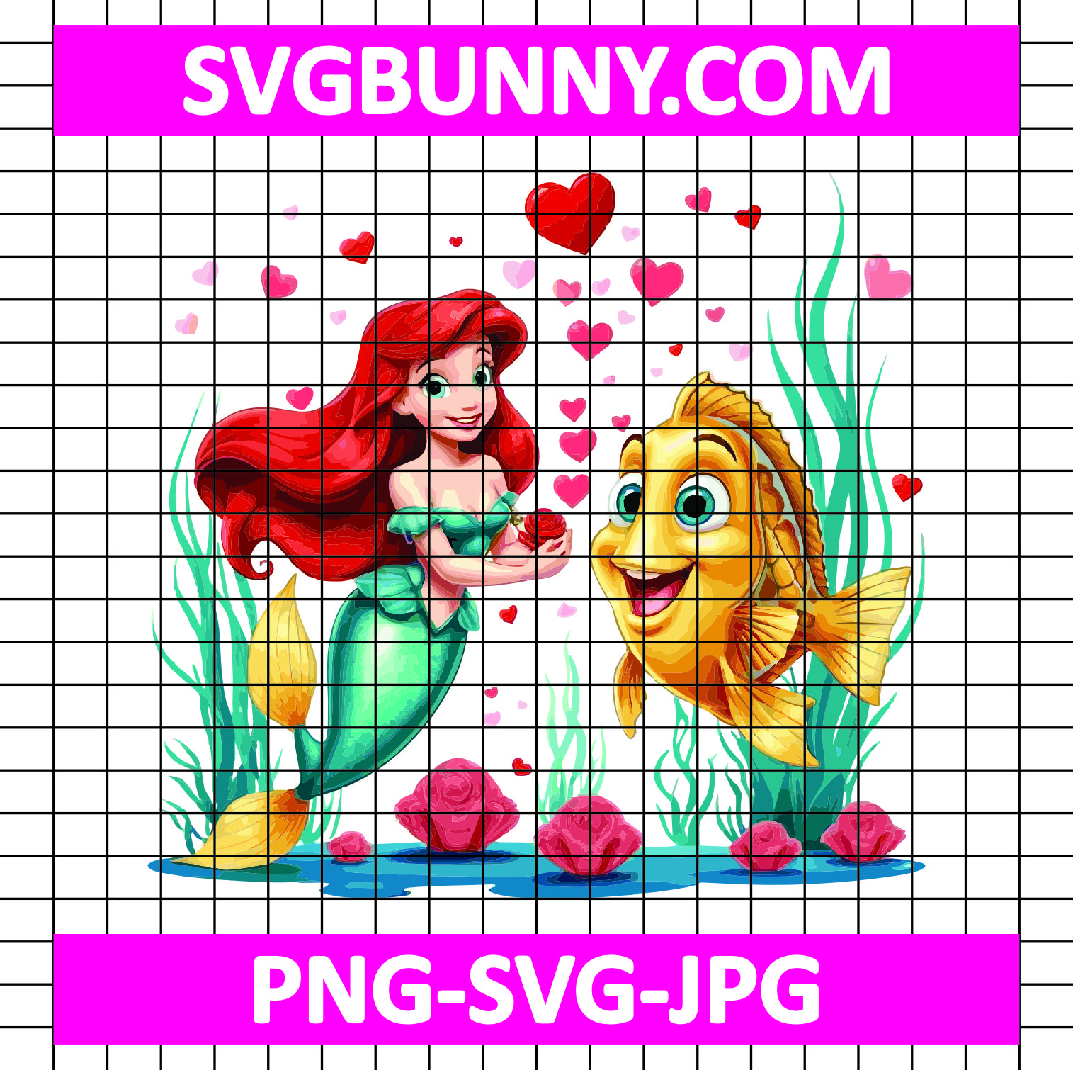 Ariel and Flounder Valentines Day SVG, Ariel and Flounder SVG, Disney Princess SVG Toy Story pink Valentines Day SVG Ariel and Flounder Valentines Day SVG, Ariel and Flounder SVG, Disney Princess SVG