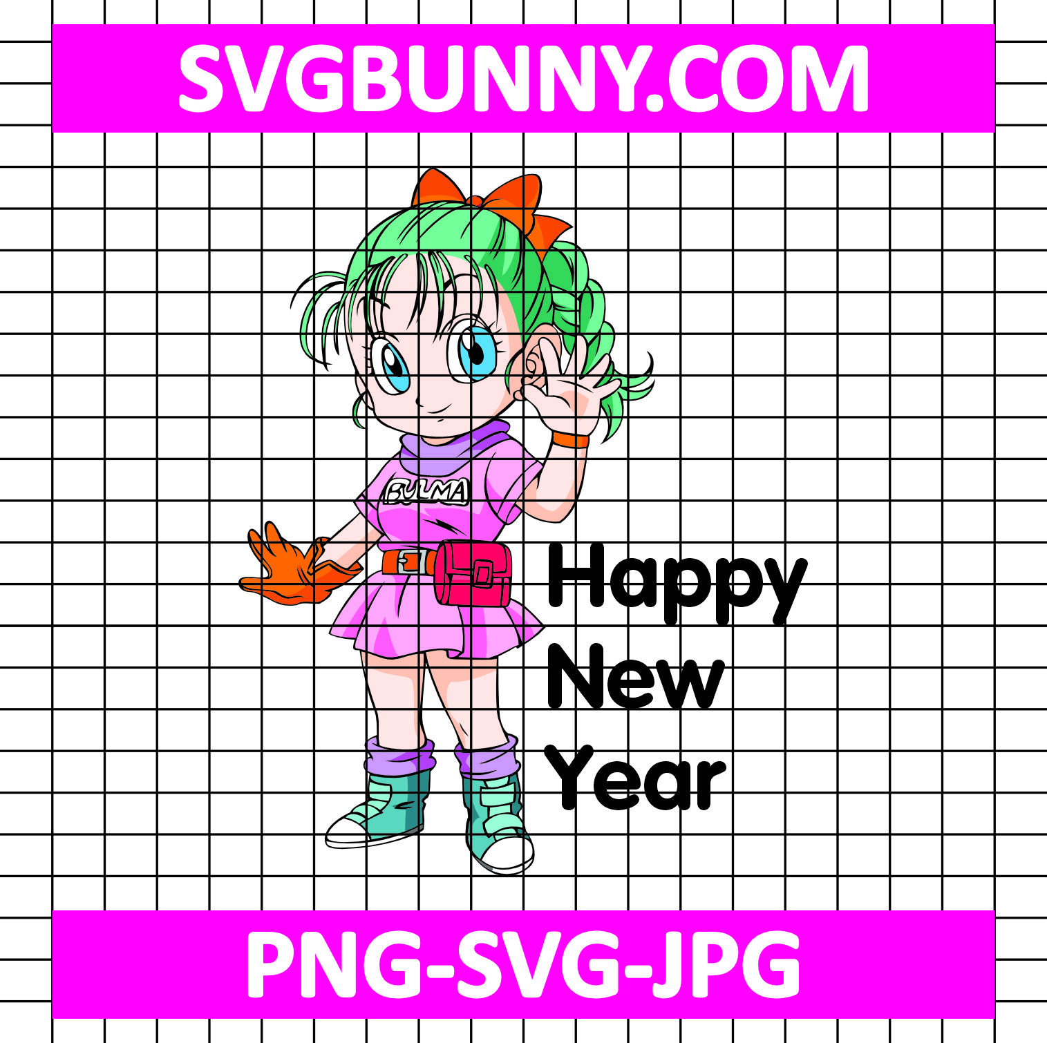 Bulma Happy New Year SVG, Bulma SVG, Dragon Ball Z SVG, Vegeta Wife SVG Majin Buu New Year SVG Bulma Happy New Year SVG, Bulma SVG, Dragon Ball Z SVG, Vegeta Wife SVG