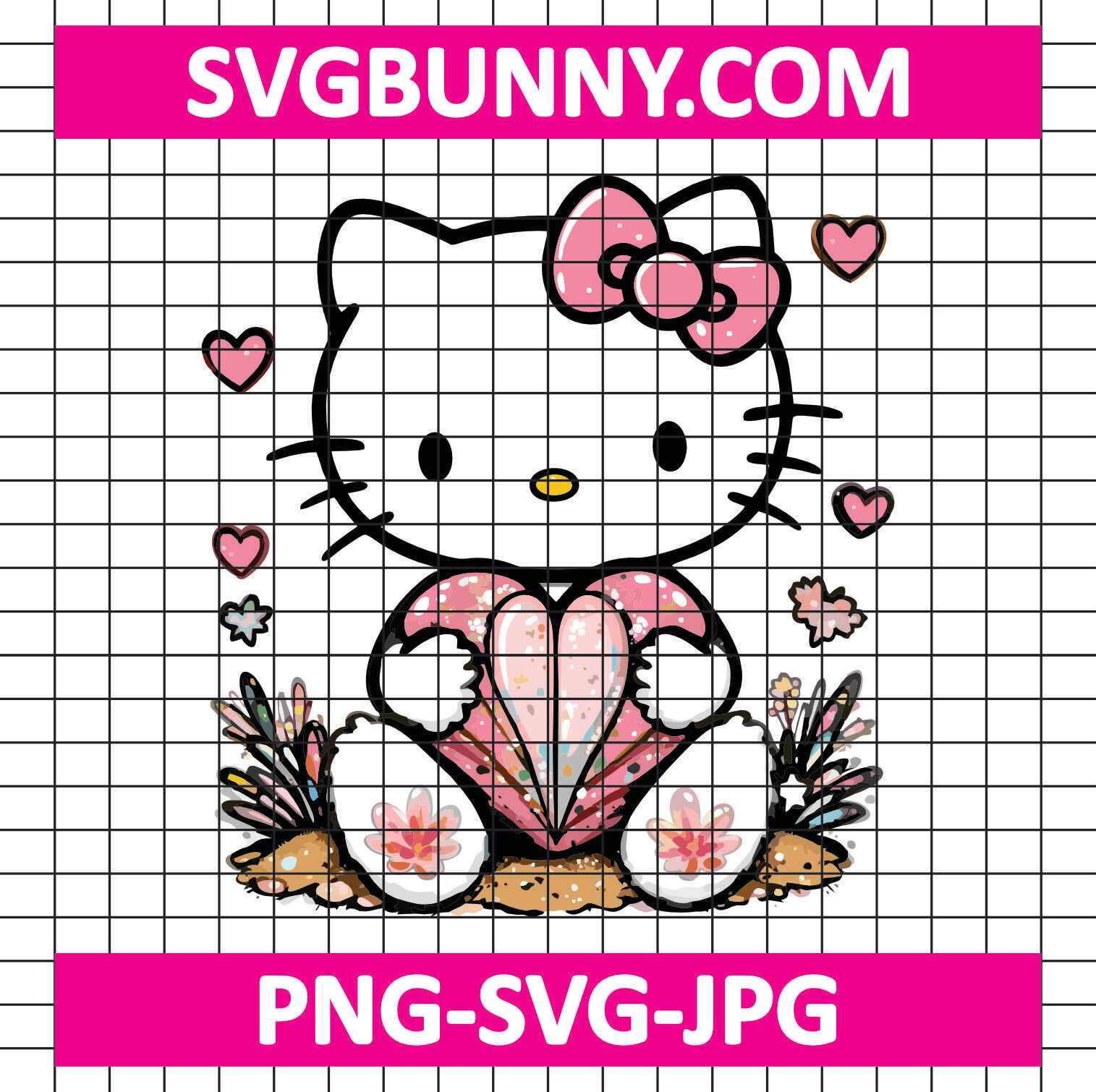 Concha Hello Kitty SVG, Heart SVG, Valentine's Day SVG Hello Kitty Winnie the Pooh Svg Concha Hello Kitty SVG, Heart SVG, Valentine's Day SVG