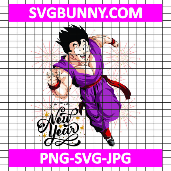 Gohan Happy New Year SVG, Super Saiyan 2 SVG, Gohan SVG, DBZ SVG, Anime SVG, New Year SVG