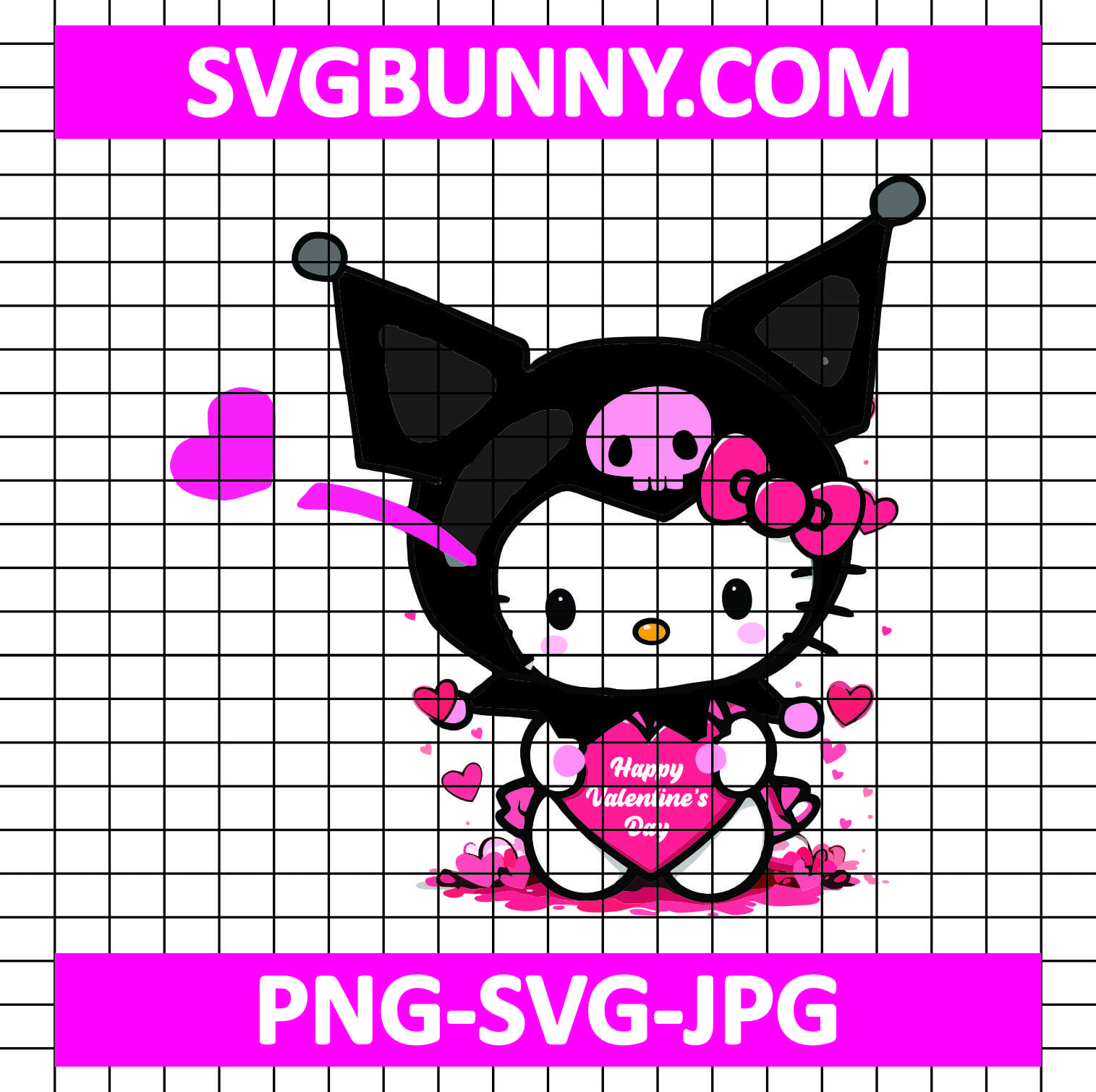 Kuromi Heart Svg, Hello Kitty Svg, Love Svg, Heart Svg, Valentine Day Svg Skeleton Hello Kitty SVG Kuromi Heart Svg, Hello Kitty Svg, Love Svg, Heart Svg, Valentine Day Svg