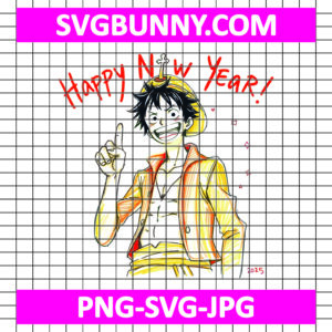 Luffy Happy New Year 2025 SVG, Monkey D Luffy SVG, New Year SVG, Anime SVG, One Piece SVG