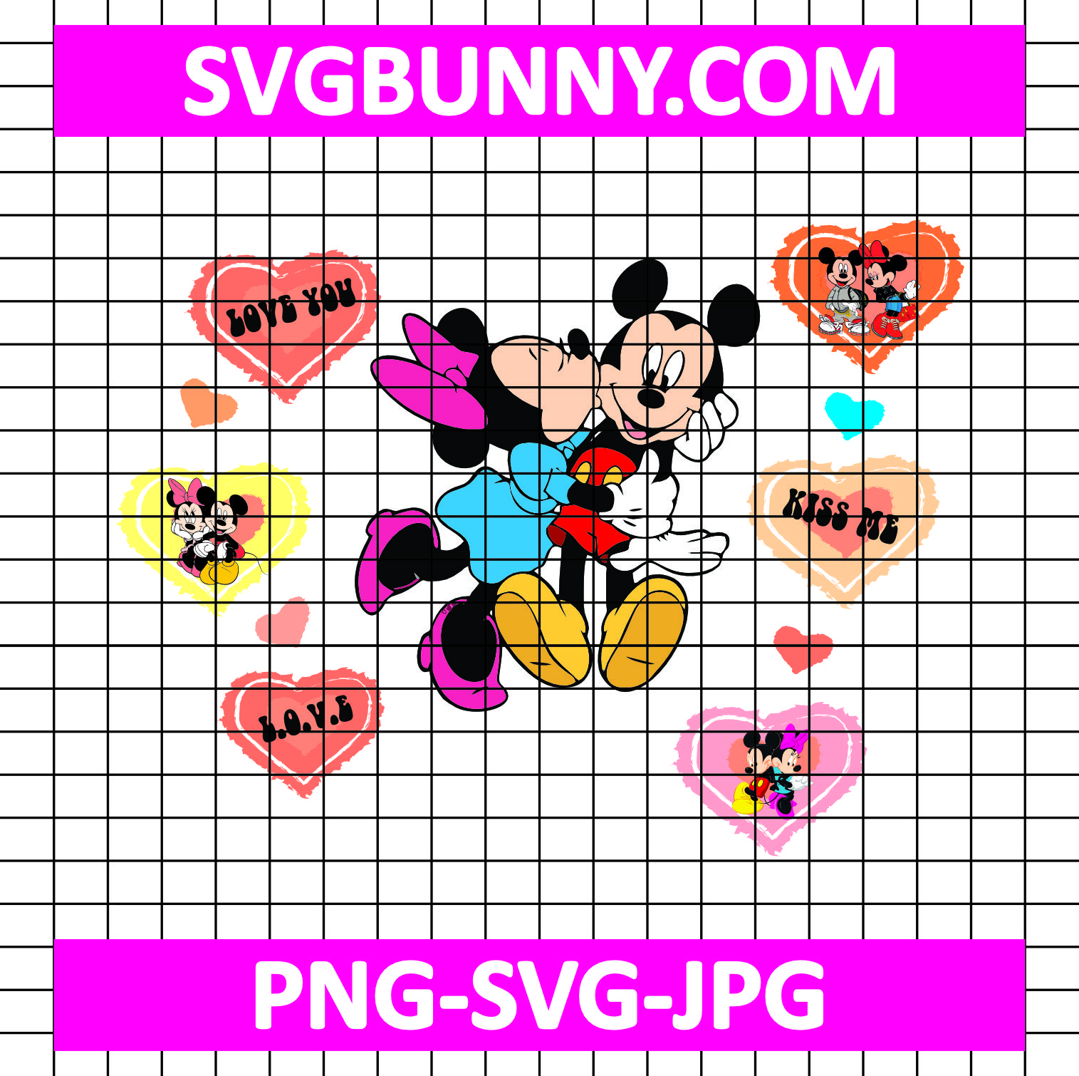 Mickey Couple Heart Valentine Day SVG, Mickey and Minnie Kiss SVG, Heart SVG, Couple SVG Valentine Hugs and Kisses SVG Mickey Couple Heart Valentine Day SVG, Mickey and Minnie Kiss SVG, Heart SVG, Couple SVG