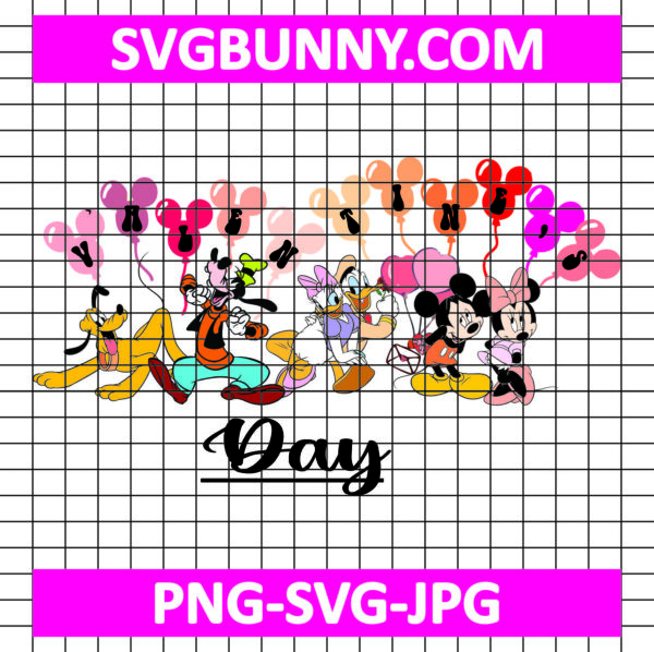 Mickey Friends Happy Valentine's Day SVG, Disney Valentine SVG, Mickey Valentine SVG