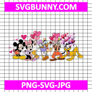 Mickey Friends Happy Valentines Day SVG, Valentine SVG, Mickey Mouse SVG, Mickey n Friends SVG