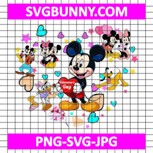 Mickey Friends Heart Valentines Day SVG, Disney Valentine SVG, Mickey Friends SVG, Heart SVG