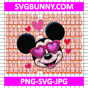 Mickey Mouse Heart Valentine Day SVG, Mickey Mouse SVG, Heart SVG, Happy Valentines Day SVG