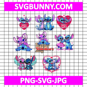 Stitch And Angel Valentine Bundle SVG, Disney SVG, Stitch Love Angel SVG, Stitch SVG