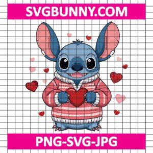 Stitch Love Valentines Day SVG, Cute Stitch SVG, Love SVG, Heart SVG