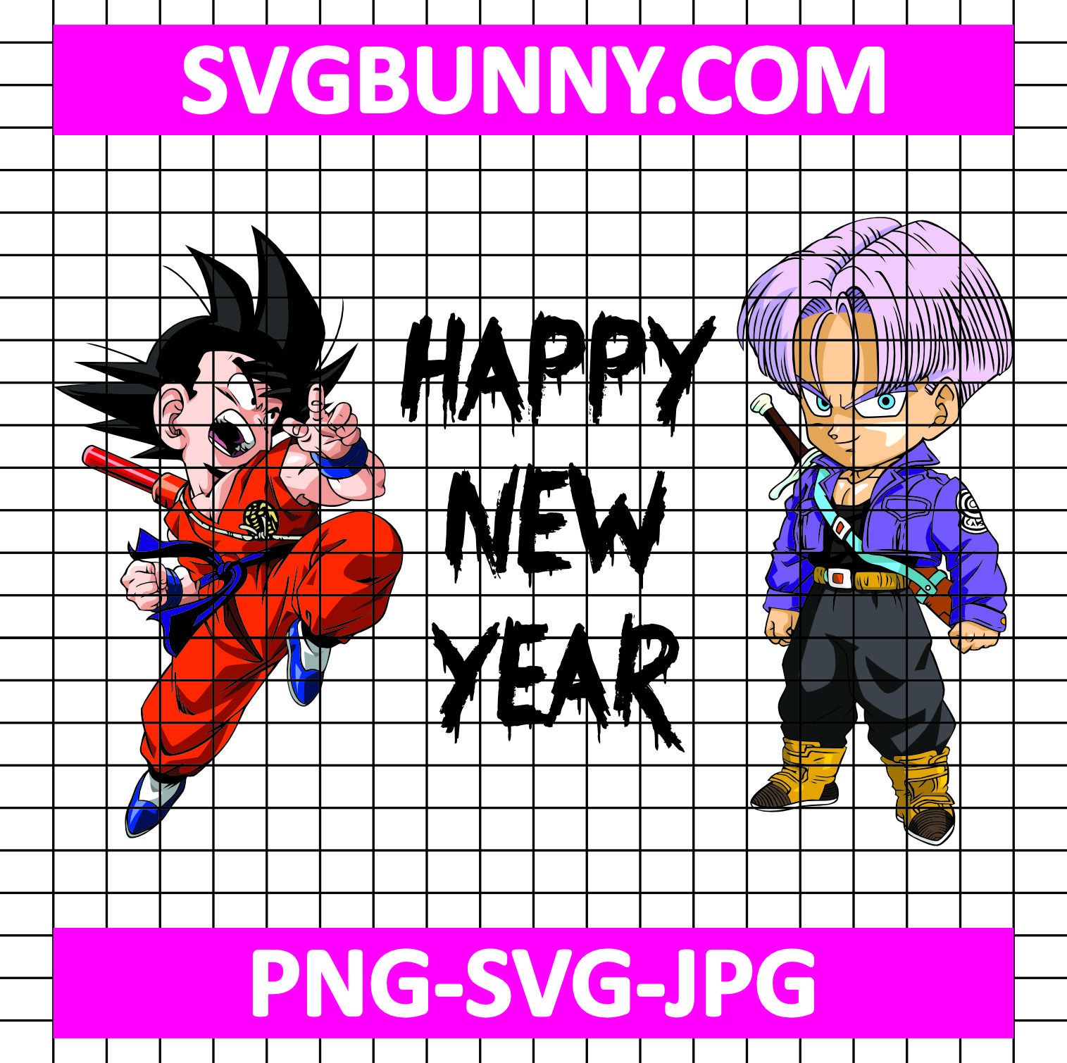 Trunks & Goten Happy New Year SVG, Trunks SVG, Goten SVG, DBZ SVG, New Year SVG Bulma Happy New Year SVG Trunks & Goten Happy New Year SVG, Trunks SVG, Goten SVG, DBZ SVG, New Year SVG