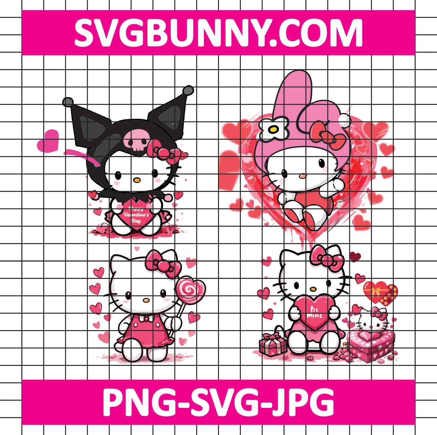 Hello Kitty Valentine's Day Bundle SVG, Kuromi SVG, Hello Kitty Heart SVG, Kitty Love SVG, Valentine's Day SVG Hello Kitty Valentines Bundle SVG Hello Kitty Valentine's Day Bundle SVG, Kuromi SVG, Hello Kitty Heart SVG, Kitty Love SVG, Valentine's Day SVG