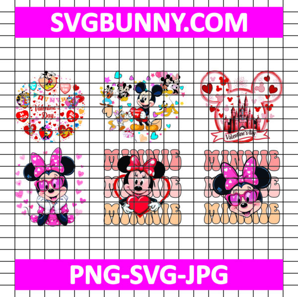 Mickey Mouse Bundle SVG, Mickey Mouse Valentine’s Day SVG, Mickey and Minnie SVG, Valentine Heart SVG