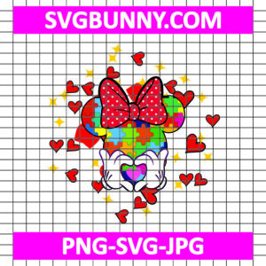 Minnie Mouse Head Puzzle Autism SVG, Minnie Mouse Autism SVG, Cartoon Autism SVG