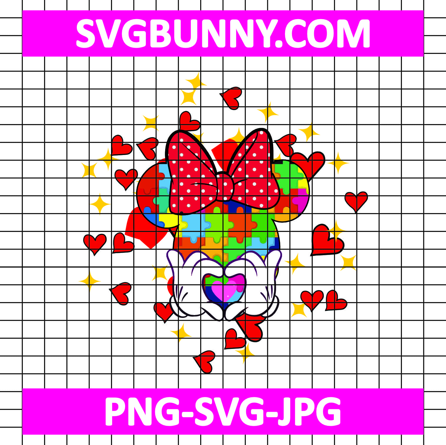 Minnie Mouse Head Puzzle Autism SVG, Minnie Mouse Autism SVG, Cartoon Autism SVG Autism Mickey Mouse Be Kind SVG Minnie Mouse Head Puzzle Autism SVG, Minnie Mouse Autism SVG, Cartoon Autism SVG