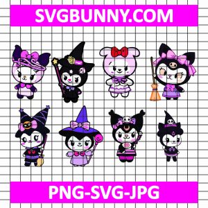 Bundle Kuromi SVG, Kuromi Witch Bundle SVG, Kuromi My Melody SVG, Halloween SVG