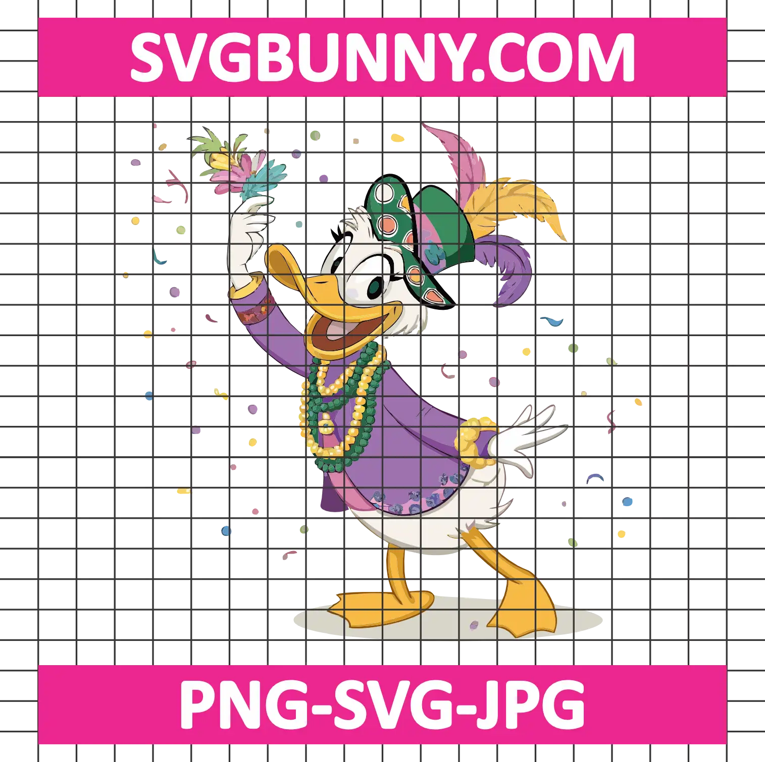 Daisy Duck Mardi Gras SVG, Fat Tuesday SVG, Carnival SVG, Carnival Celebration SVG Donald Duck Mardi Gras SVG Daisy Duck Mardi Gras SVG, Fat Tuesday SVG, Carnival SVG, Carnival Celebration SVG