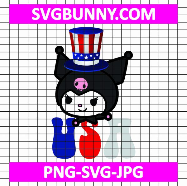Kuromi America SVG, Kuromi 04th Of July SVG, Kuromi Calebrating Independence Day SVG, Halloween SVG