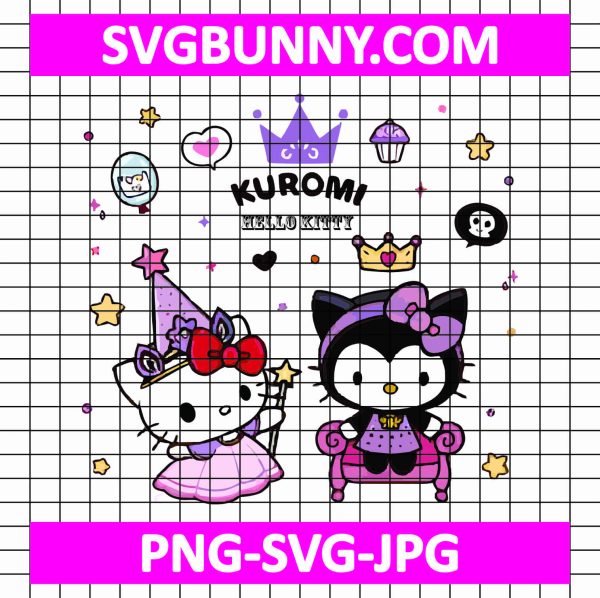 Kuromi Princess SVG, Hello Kitty SVG, Halloween SVG, Kuromi SVG, Sanrio Cartoon SVG