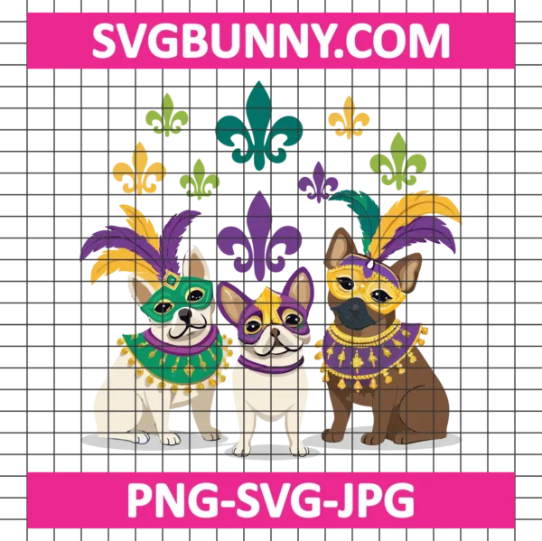 Mardi Gras Dogs PNG, Carnival Fleur De Lis PNG, Carnival SVG, Louisiana Fat PNG