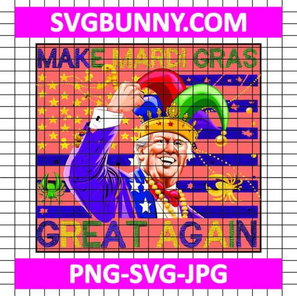 Trump Make Mardi Gras Great Again PNG, Funny Trump US Flag Crawfish Parade PNG, Carnival SVG