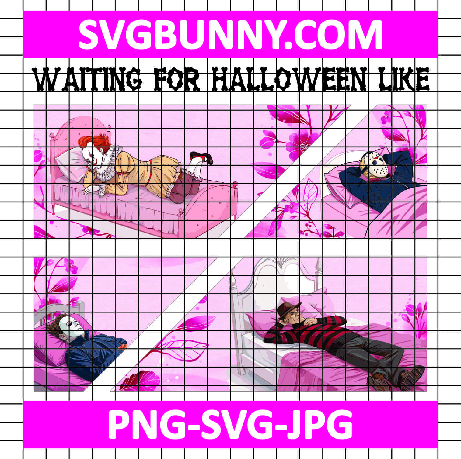 Waiting For Halloween PNG, Pennywise, Jason Voorhees, Halloween SVG, Freddy Krueger, Michael Myers PNG In October We Wear Pink PNG Waiting For Halloween PNG, Pennywise, Jason Voorhees, Halloween SVG, Freddy Krueger, Michael Myers PNG